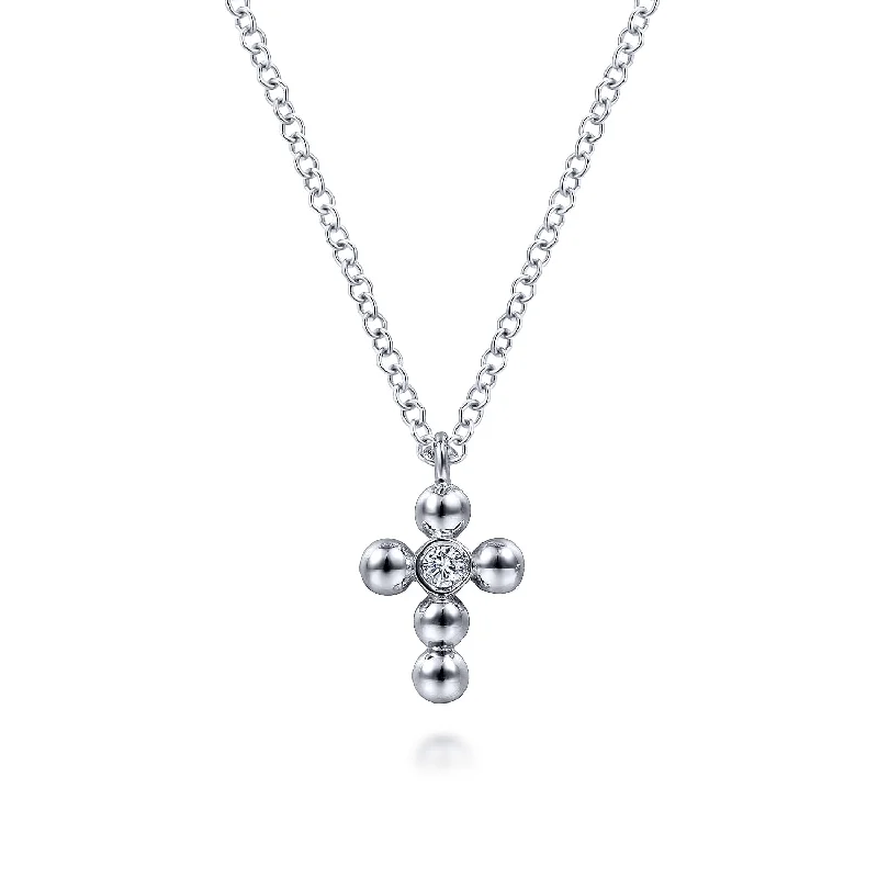 personalized ring with name Sterling Silver Natural Diamond Cross 17.5 inch Necklace personalized ring with name Sterling Silver Natural Diamond Cross 17.5 inch Necklace
