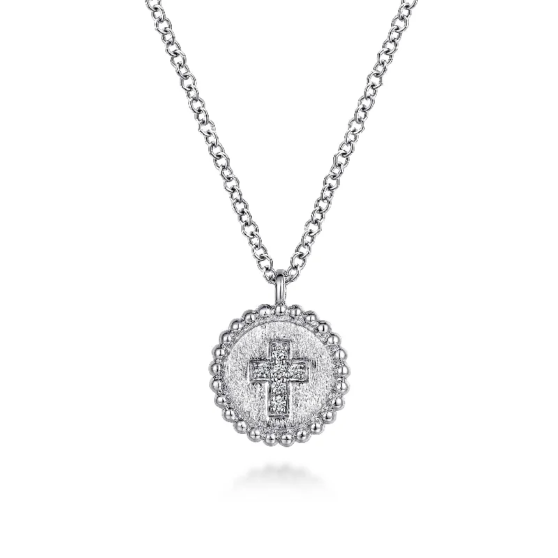 vintage floral engagement ring Sterling Silver Natural Diamond Cross17.5 inch Necklace vintage floral engagement ring Sterling Silver Natural Diamond Cross17.5 inch Necklace