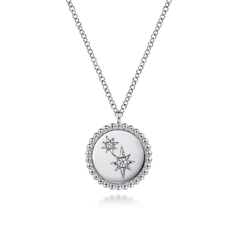 minimal gold ring stack Sterling Silver Natural Diamond Star 17.5 inch Necklace