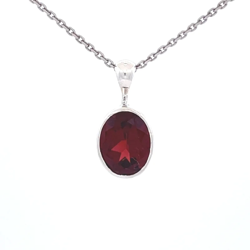 vintage-style diamond halo ring Sterling Silver Oval Garnet Necklace