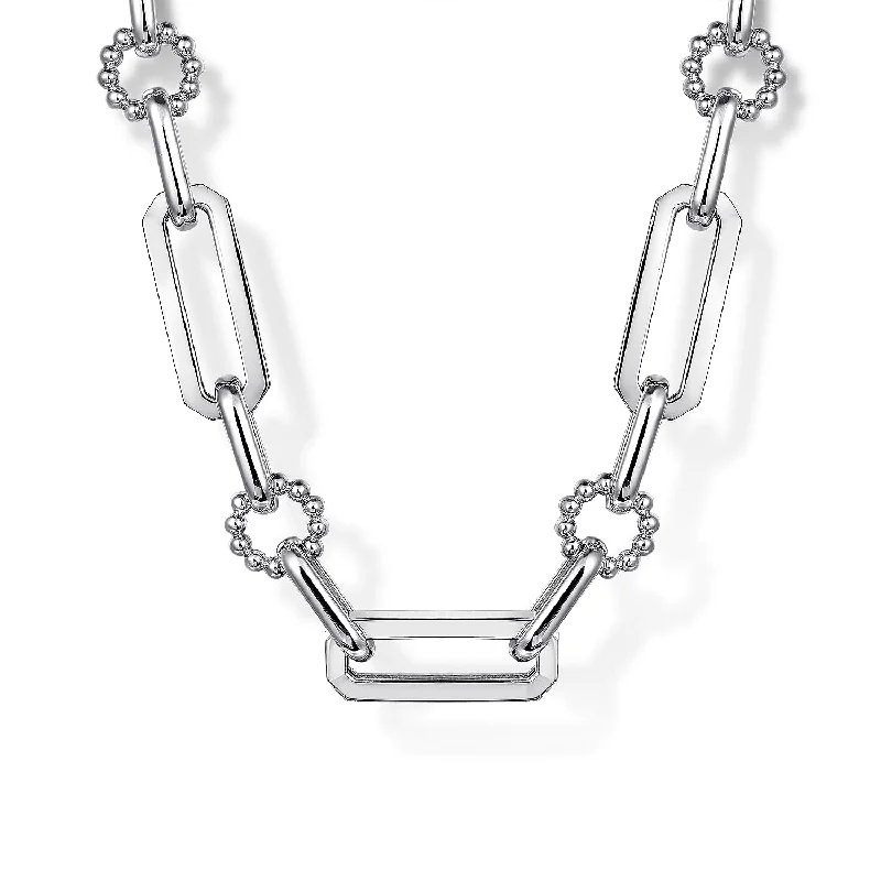 modern hexagon stud earrings Sterling Silver Paper Clip Necklace 17 inch