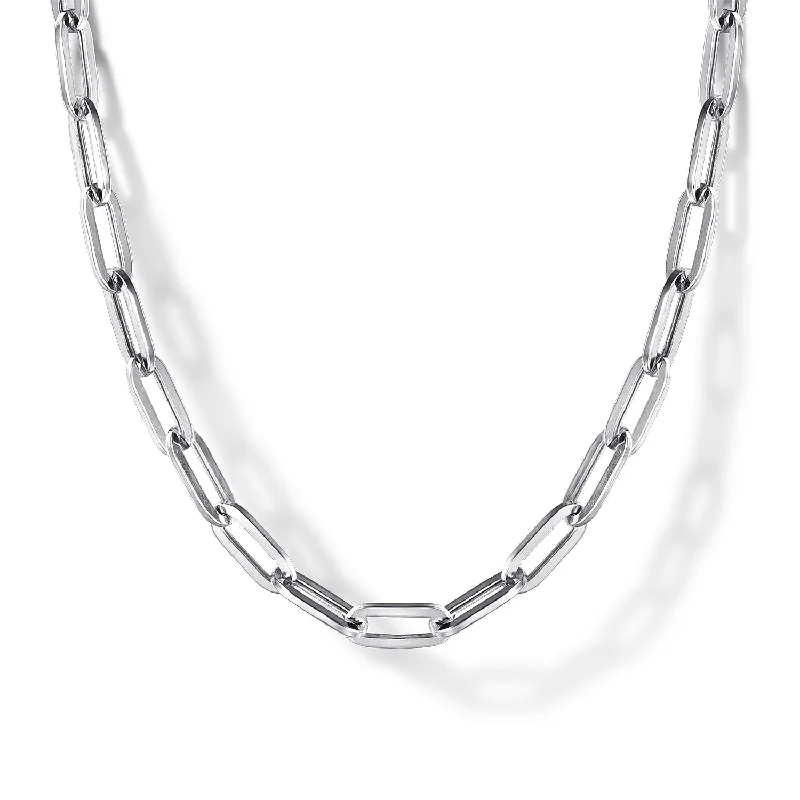 simple crystal pendant necklace Sterling Silver Paper Clip Necklace 32 inch