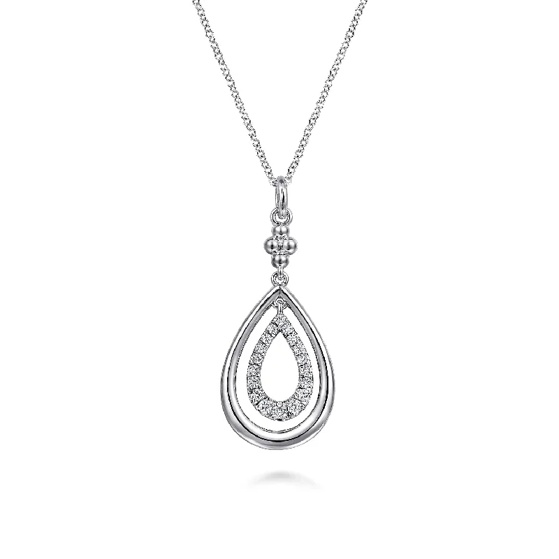 silver-plated bar necklace Sterling Silver White Pear Shaped Drop Necklace 17.5 inch silver-plated bar necklace Sterling Silver White Pear Shaped Drop Necklace 17.5 inch