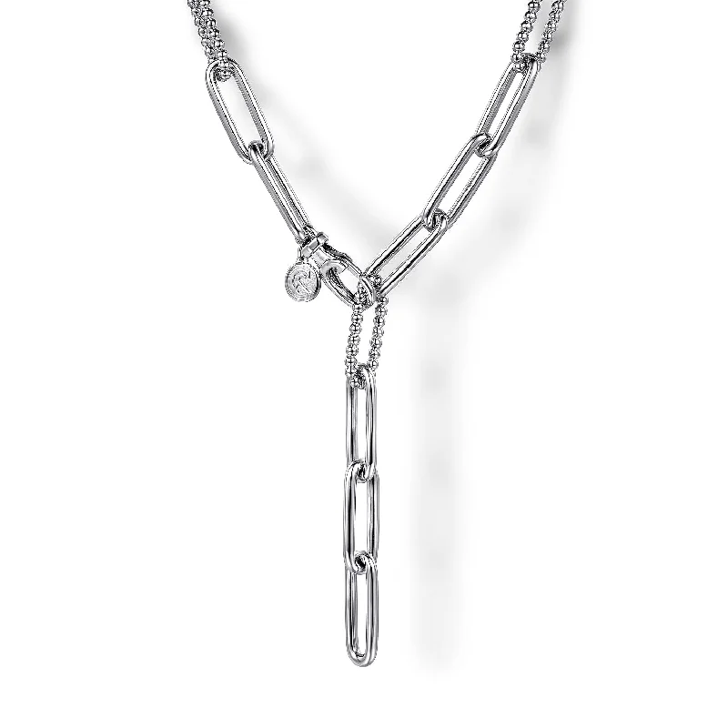 classic diamond hoop earrings Sterling Silver Y Chain Necklace 20 inch