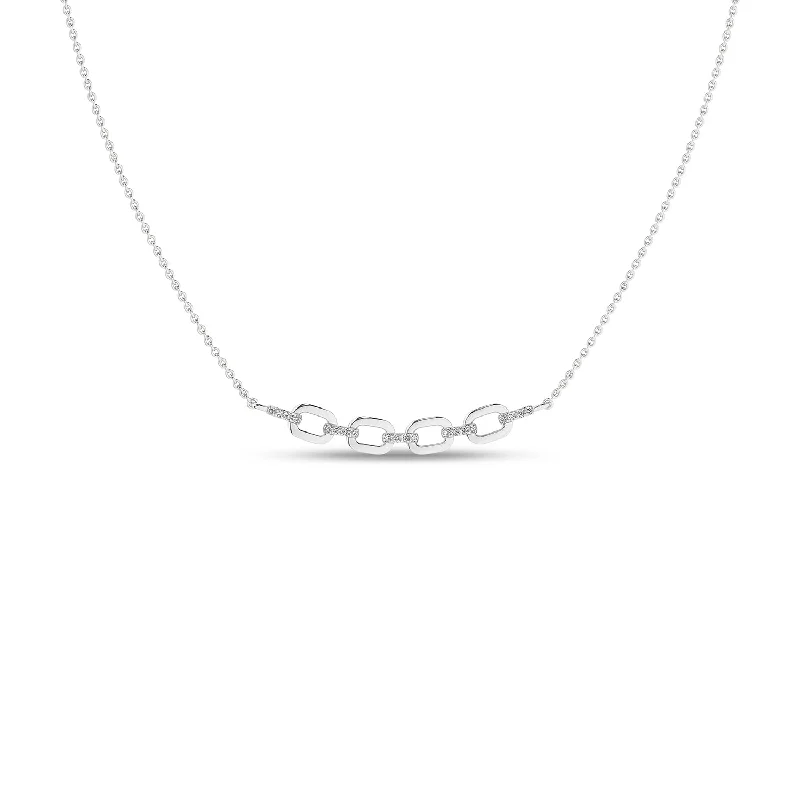 simple engraved wedding ring Together Forever 4-Gold Links Diamond Necklace