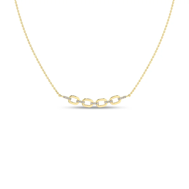 unique wooden bead necklace Together Forever 4-Gold Links Diamond Necklace