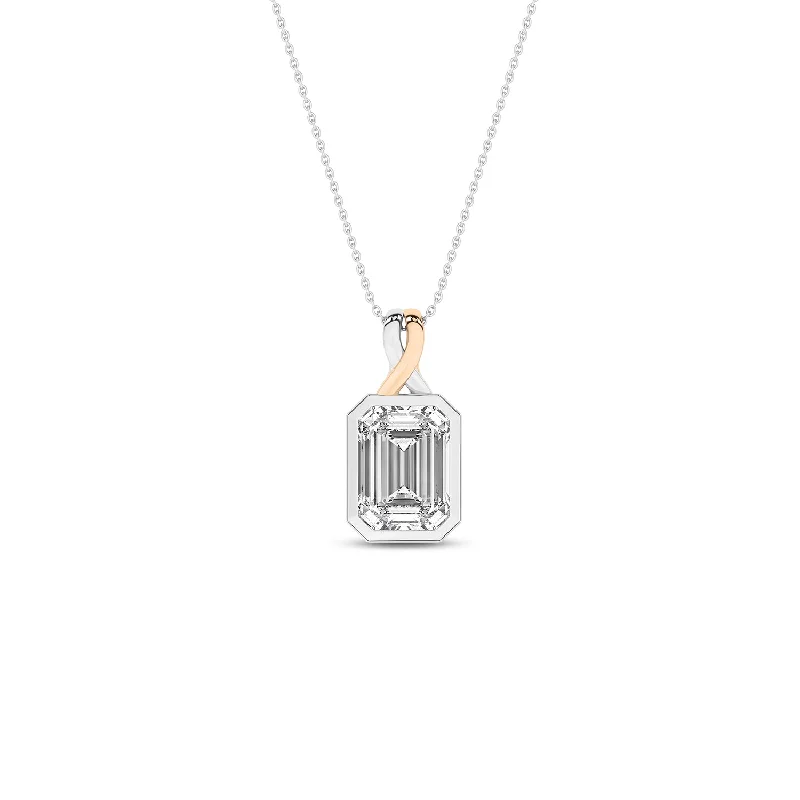 delicate chain necklace gold Twisted Emerald Bezel Pendant Necklace
