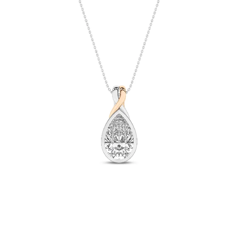 hypoallergenic earrings for sensitive ears Twisted Pear Bezel Pendant Necklace