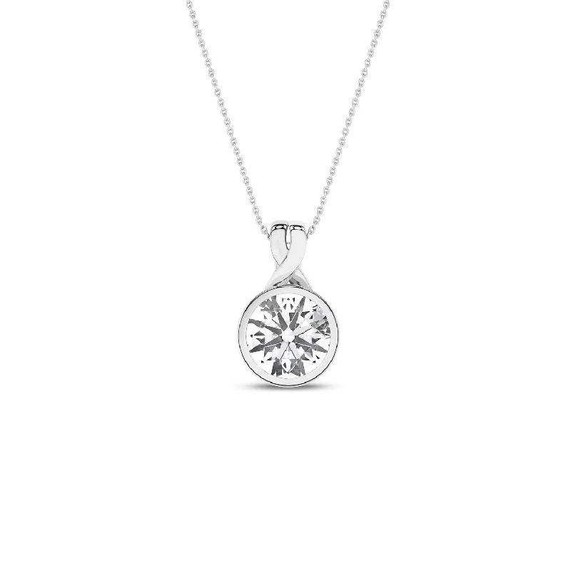 diamond wedding band for women Twisted Round Bezel Pendant Necklace