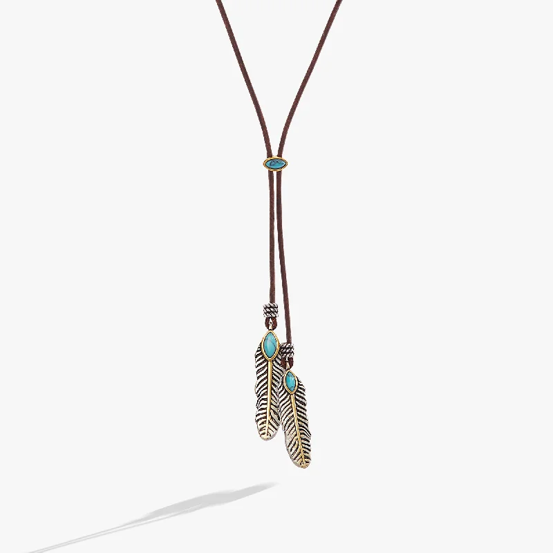 handcrafted raw crystal pendant Untamed Turquoise Lariat Necklace