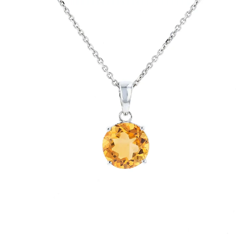 dainty pearl and diamond ring White Gold Round Citrine Pendant