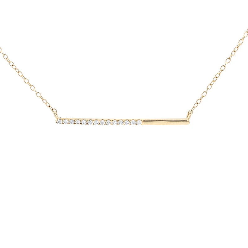 handmade coin pendant necklace Yellow Gold Diamond Bar Necklace