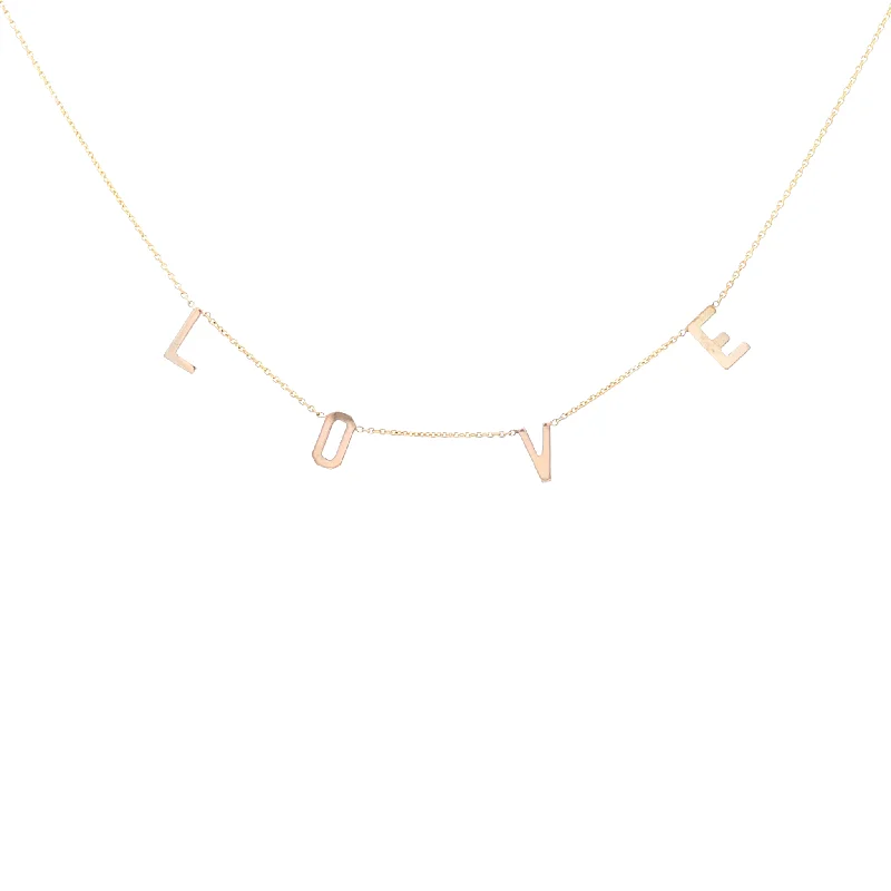 personalized couples necklace gold Yellow Gold Love Necklace