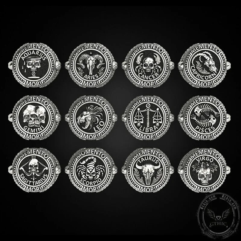 unique gemstone necklace handmade 12 Constellations Zodiac Sign Sterling Silver Skull Ring unique gemstone necklace handmade 12 Constellations Zodiac Sign Sterling Silver Skull Ring