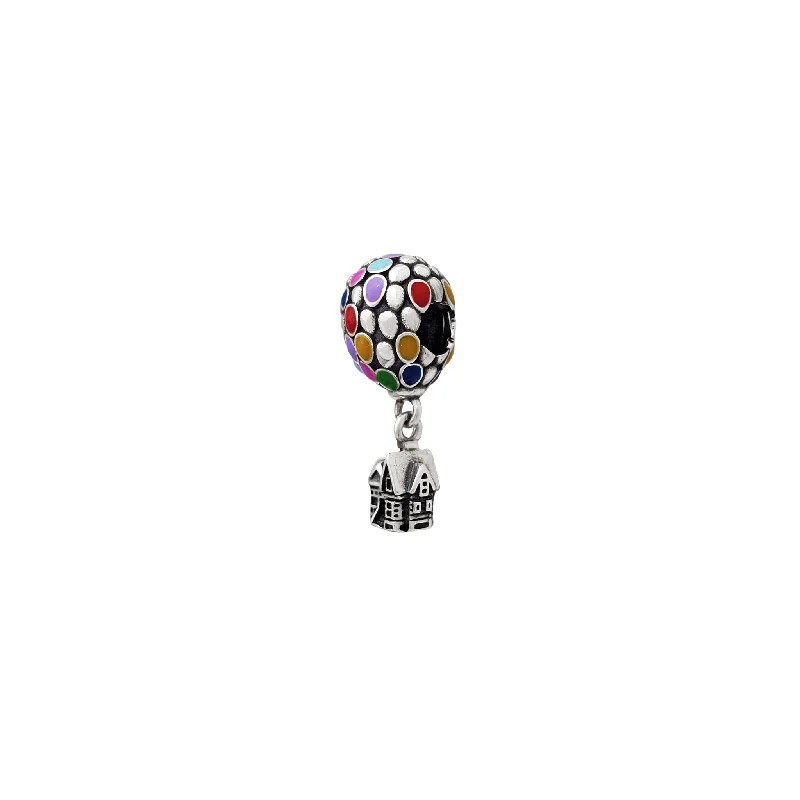 birthstone necklace for mom 3-D Balloon House Charm Pendant (Silver)