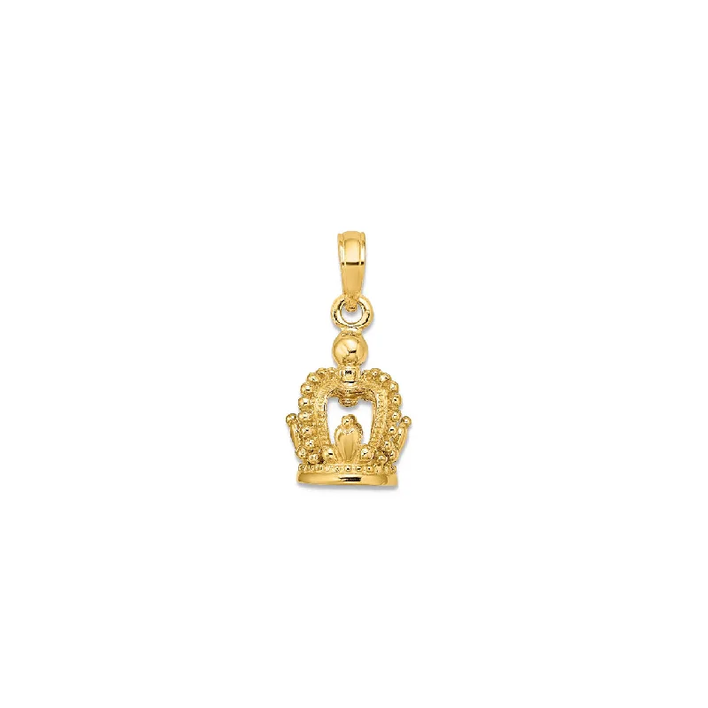 simple engraved wedding ring 3D Crown Pendant (14K)