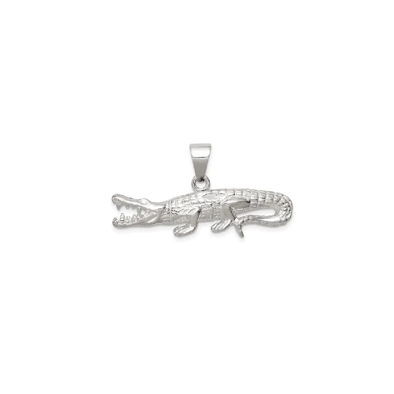 custom name necklace gold Alligator Pendant (Silver)