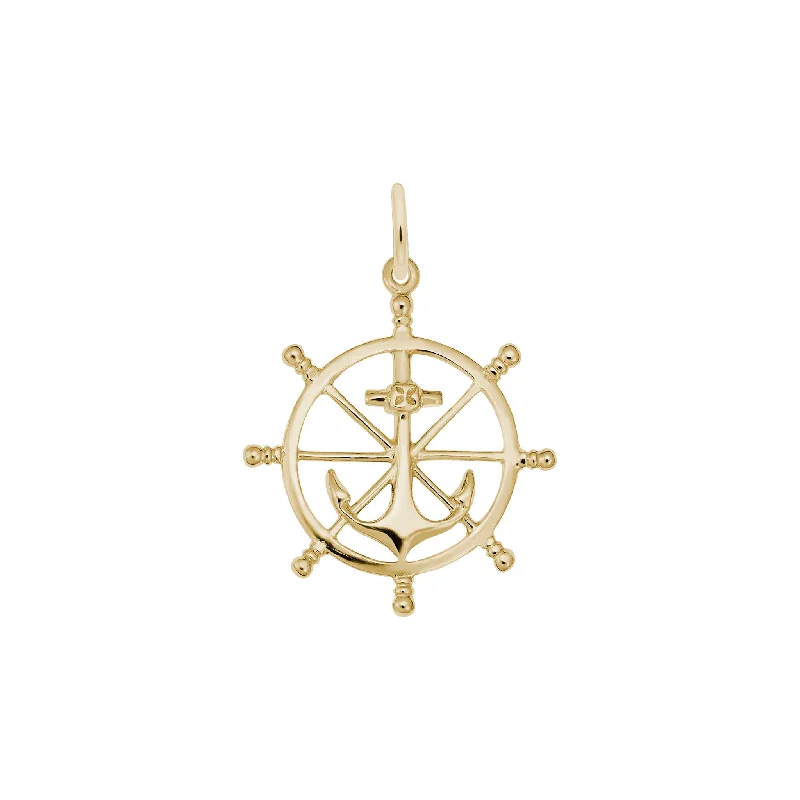 minimalist black diamond studs Anchor and Ship Wheel Charm