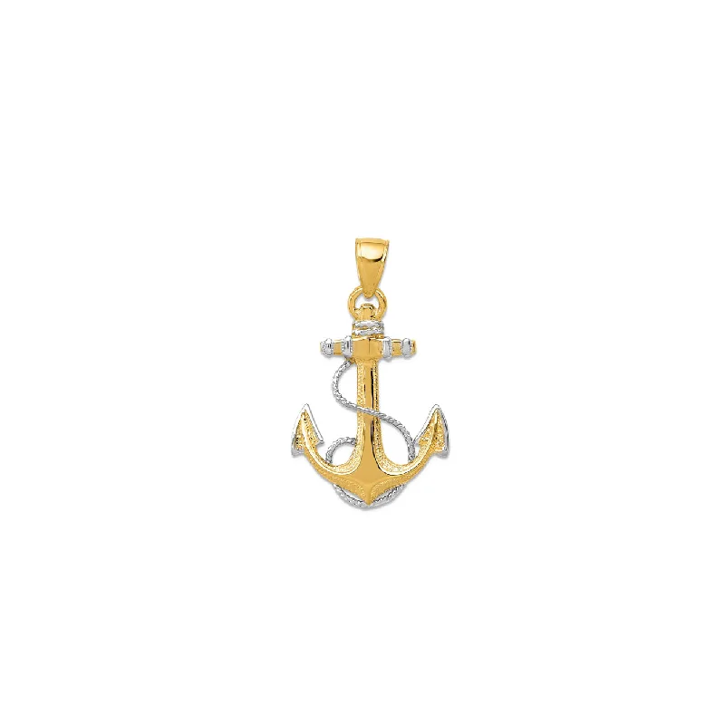dainty rose gold chain bracelet Anchor With Rope Pendant (14K)