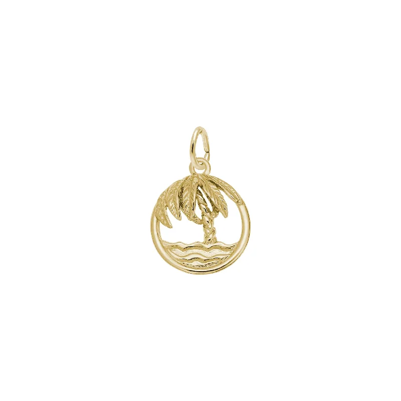 celestial sunburst necklace gold Beach Palm Tree Round Charm