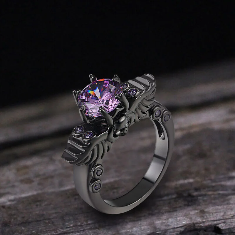 luxury diamond anniversary band Black Skull Zircon Inlaid Brass Ring