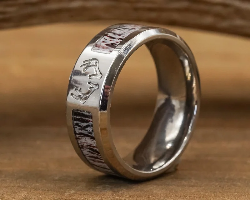silver wedding band with engraving The Silver Stag