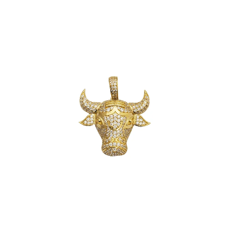 thin gold wedding band women Bull Pendant (14K)