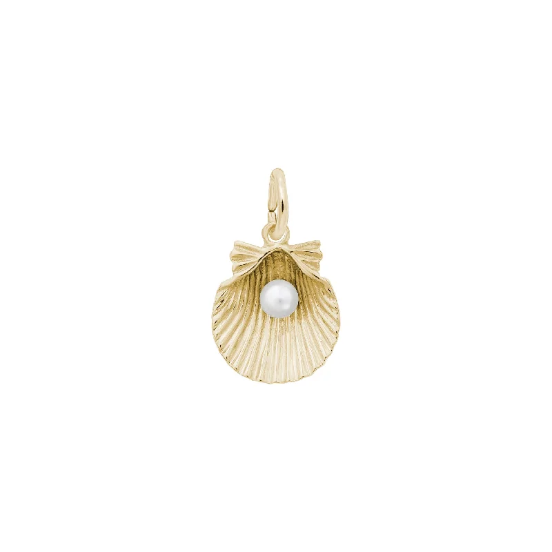 minimalist chain anklet gold Clamshell with Pearl Charm