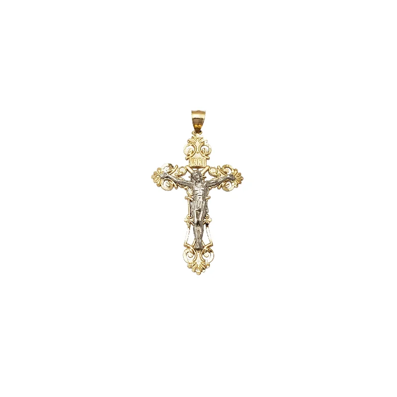 classic gemstone stud earrings Two-Tone Fancy Crucifix Pendant (14K)