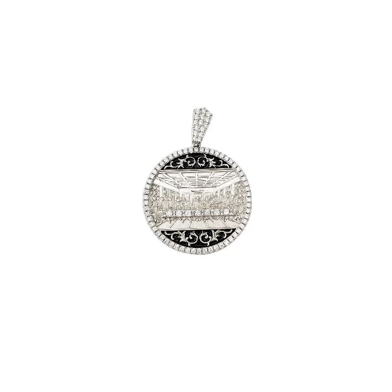 ruby and diamond engagement ring Round Last Supper CZ Pendant (Silver)