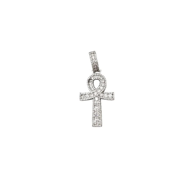 simple sapphire wedding band Iced-Out Ankh CZ Pendant (Silver)