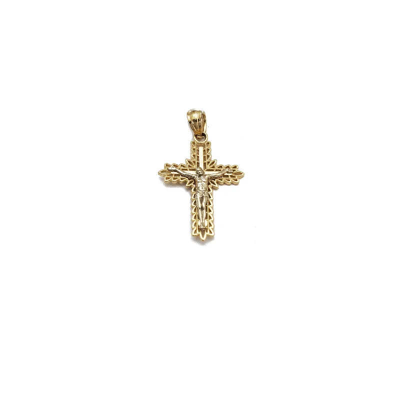 gold wedding band for men Tiny Crucifix Pendant 4 (14K)