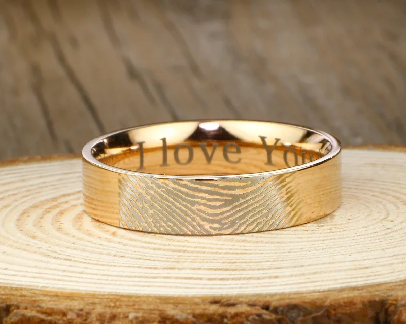 dainty rose gold anklet Your Actual Finger Print Rings, PROMISE RING - Rose Gold Titanium Rings 6mm dainty rose gold anklet Your Actual Finger Print Rings, PROMISE RING - Rose Gold Titanium Rings 6mm