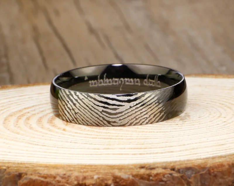 unique square diamond ring Your Actual Finger Print Rings, PROMISE RING - Black Titanium Rings 6mm unique square diamond ring Your Actual Finger Print Rings, PROMISE RING - Black Titanium Rings 6mm