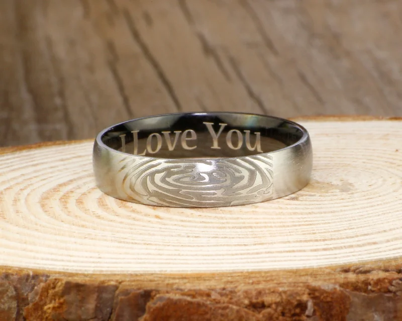 men’s black onyx bracelet Your Actual Finger Print Rings, Handmade Women Dome RINGS - Two Tone Black Titanium Rings 5mm men’s black onyx bracelet Your Actual Finger Print Rings, Handmade Women Dome RINGS - Two Tone Black Titanium Rings 5mm
