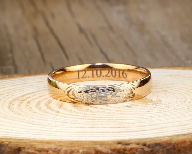 minimalist chain anklet gold Your Actual Finger Print Rings, WEDDING RING - Rose Gold Titanium Rings 4mm minimalist chain anklet gold Your Actual Finger Print Rings, WEDDING RING - Rose Gold Titanium Rings 4mm