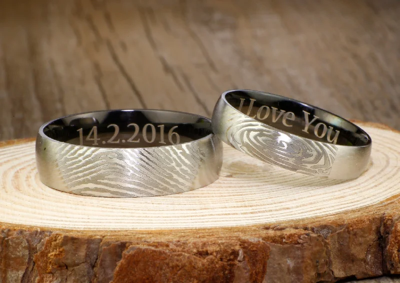 classic cubic zirconia pendant Your Actual Finger Print Rings, WEDDING RING -- Personalized Matt Two Tone Black Wedding Titanium Rings Set classic cubic zirconia pendant Your Actual Finger Print Rings, WEDDING RING -- Personalized Matt Two Tone Black Wedding Titanium Rings Set