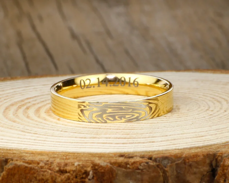 leather cuff bracelet men Your Actual Finger Print Rings, Personalize PROMISE RING , Gold Titanium Rings 4mm leather cuff bracelet men Your Actual Finger Print Rings, Personalize PROMISE RING , Gold Titanium Rings 4mm