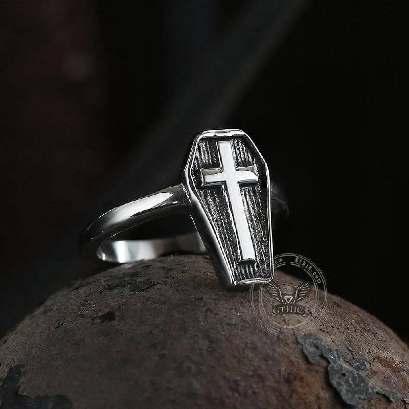 celestial star ring gold Cross And Coffin Stainless Steel Ring