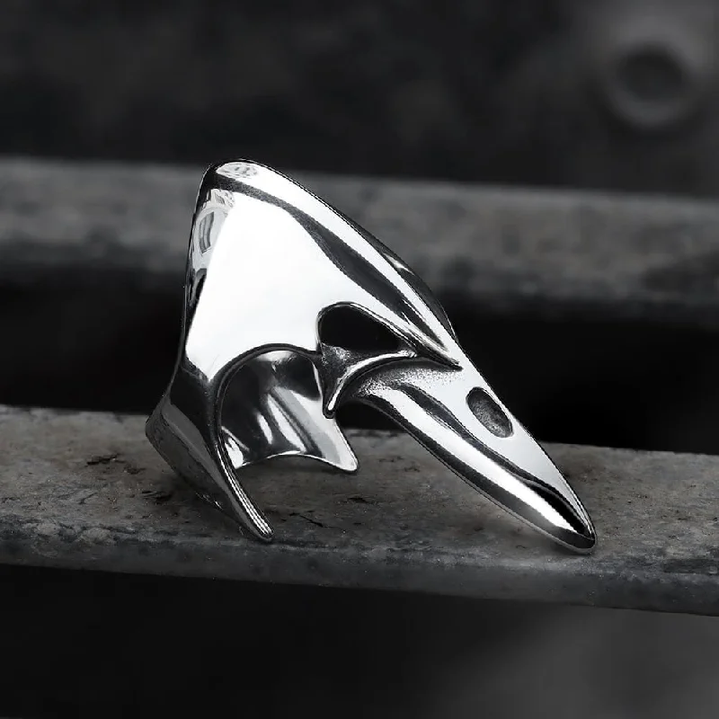 silver-plated bar necklace Crow Head Stainless Steel Beast Ring