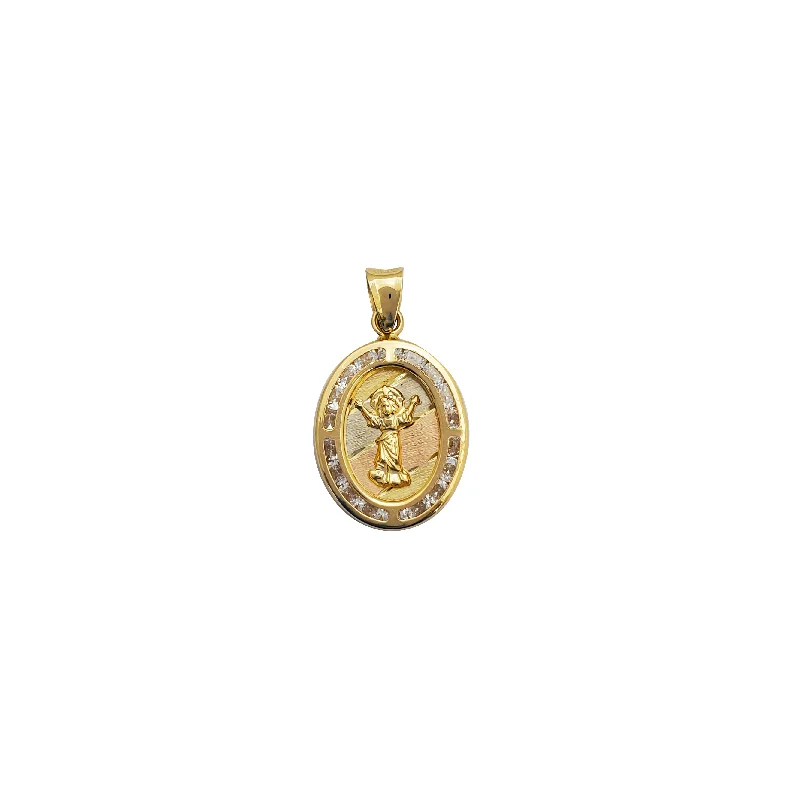 heart pendant necklace gold Cubic Zirconia Divine Child Pendant (14K)