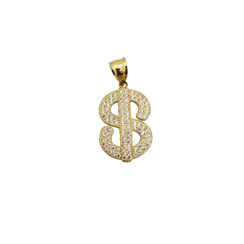 simple turquoise stud earrings Cubic Zirconia Dollar Sign Pendant (14K)