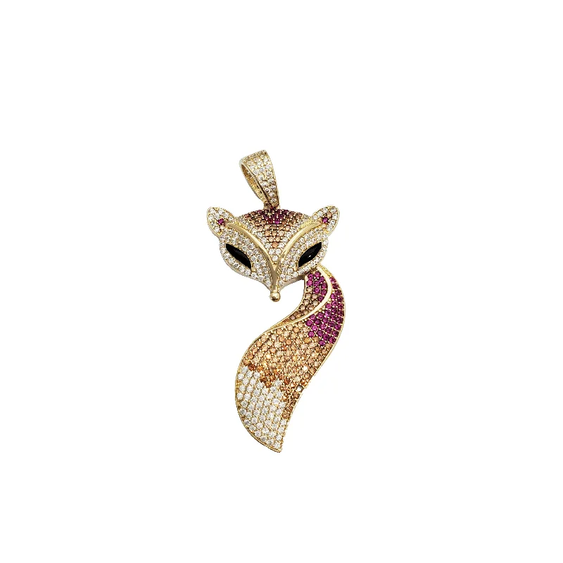 minimalist crystal quartz ring Cubic Zirconia Fox Pendant (14K)