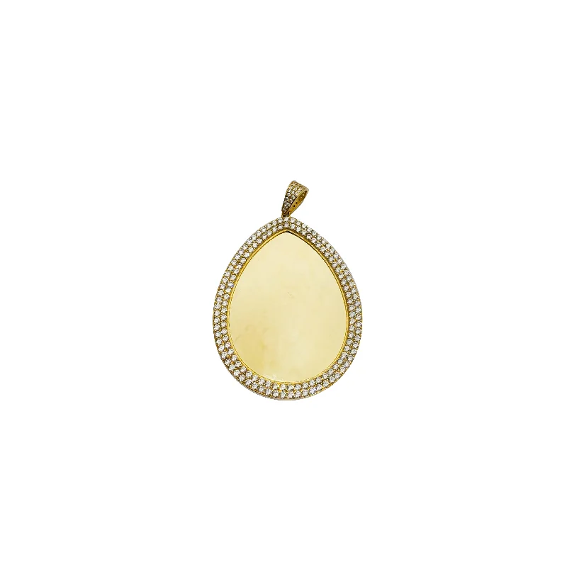 delicate floral wedding band Cubic Zirconia Teardrop Picture Pendant (14K)