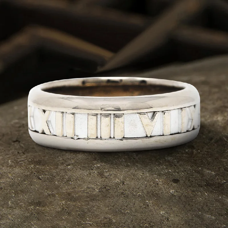 ethical lab-grown diamond ring Custom Roman Numerals Sterling Silver Ring