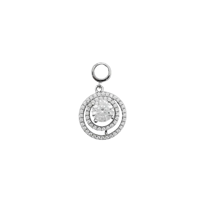 sleek black titanium ring Dainty Iced-Out Round Shaped Pendant (Silver)