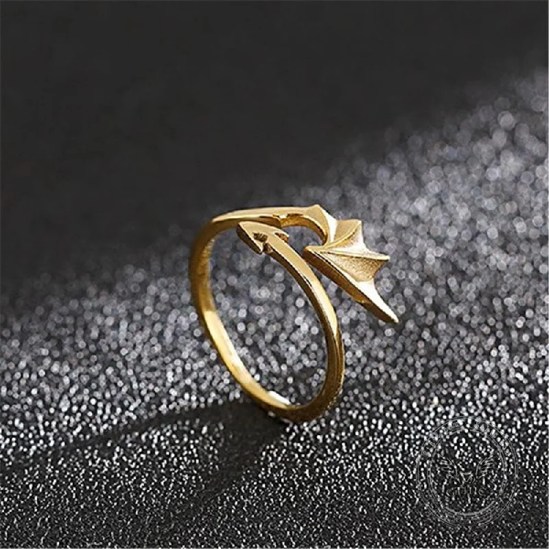 gold bar earrings minimalist Demon Wing and Arrow Stainless Steel Ring
