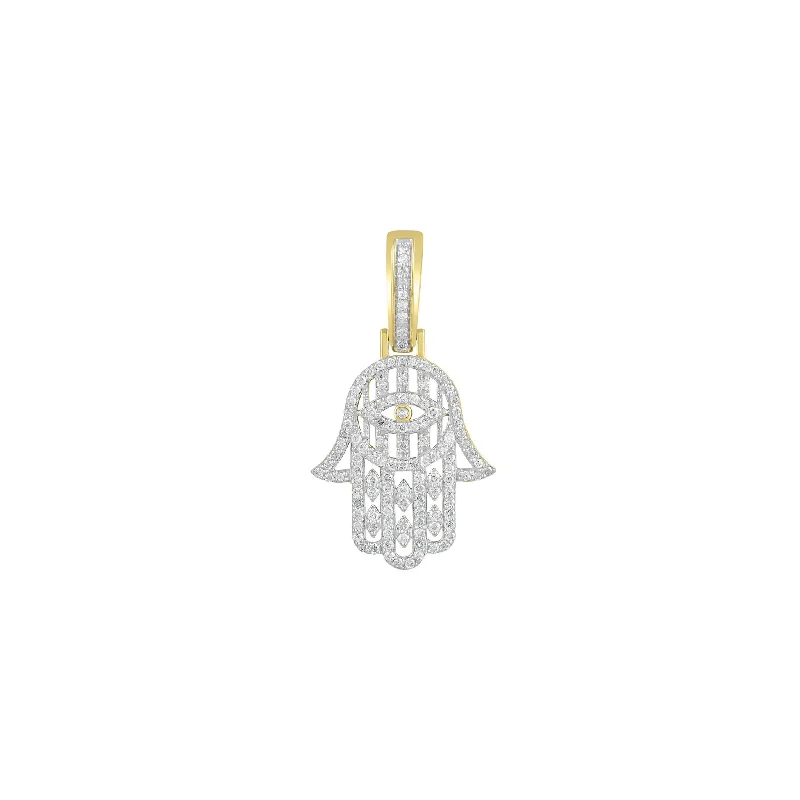 delicate angel wings necklace Diamond Hamsa Hand Pendant (14K)