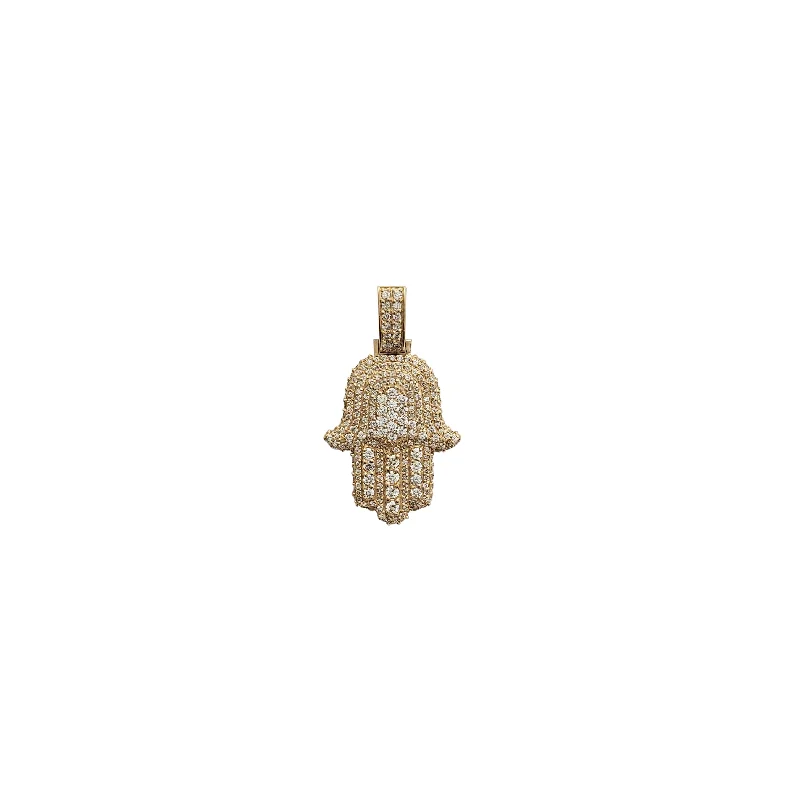 hammered gold signet ring Diamond Hamsa Pendant (14K)