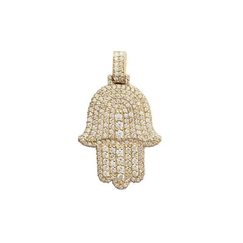 dainty gemstone choker necklace Diamond Hamsa Pendant (14K)